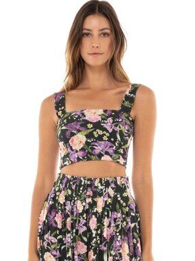 AGUA BENDITA Women's Leah Dreamin Floral Crop Top Size L